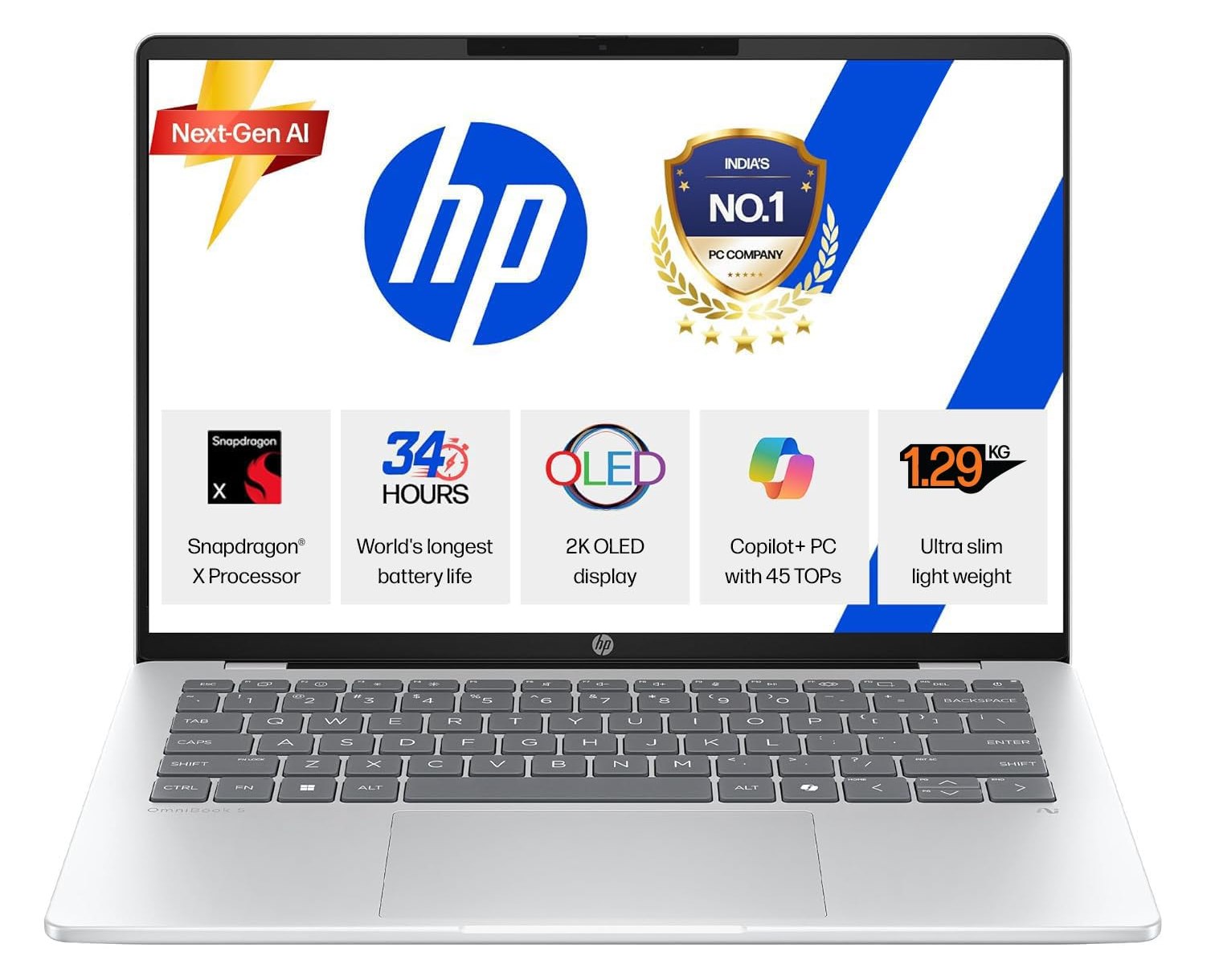 HP OmniBook 5 14 HE0000CA Copilot+ PC – Snapdragon X, 16GB RAM, 512GB SSD