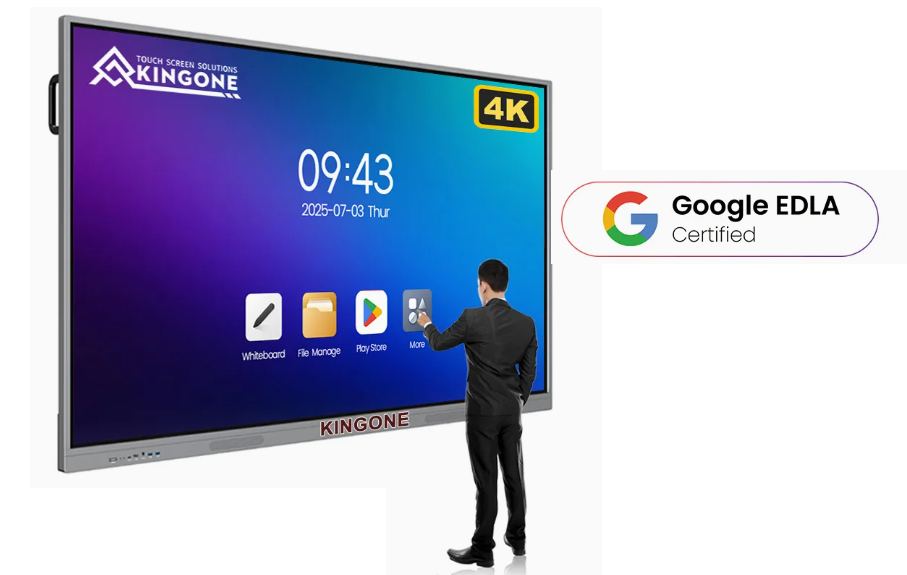KINGONE 75" Interactive Smart Board - Android 14 – 75" 4K UHD Interactive Display
